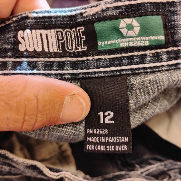 SouthPole vintage jean shorts boys 12 (27) in blue denim Y2K 90's baggy - Picture 6 of 8